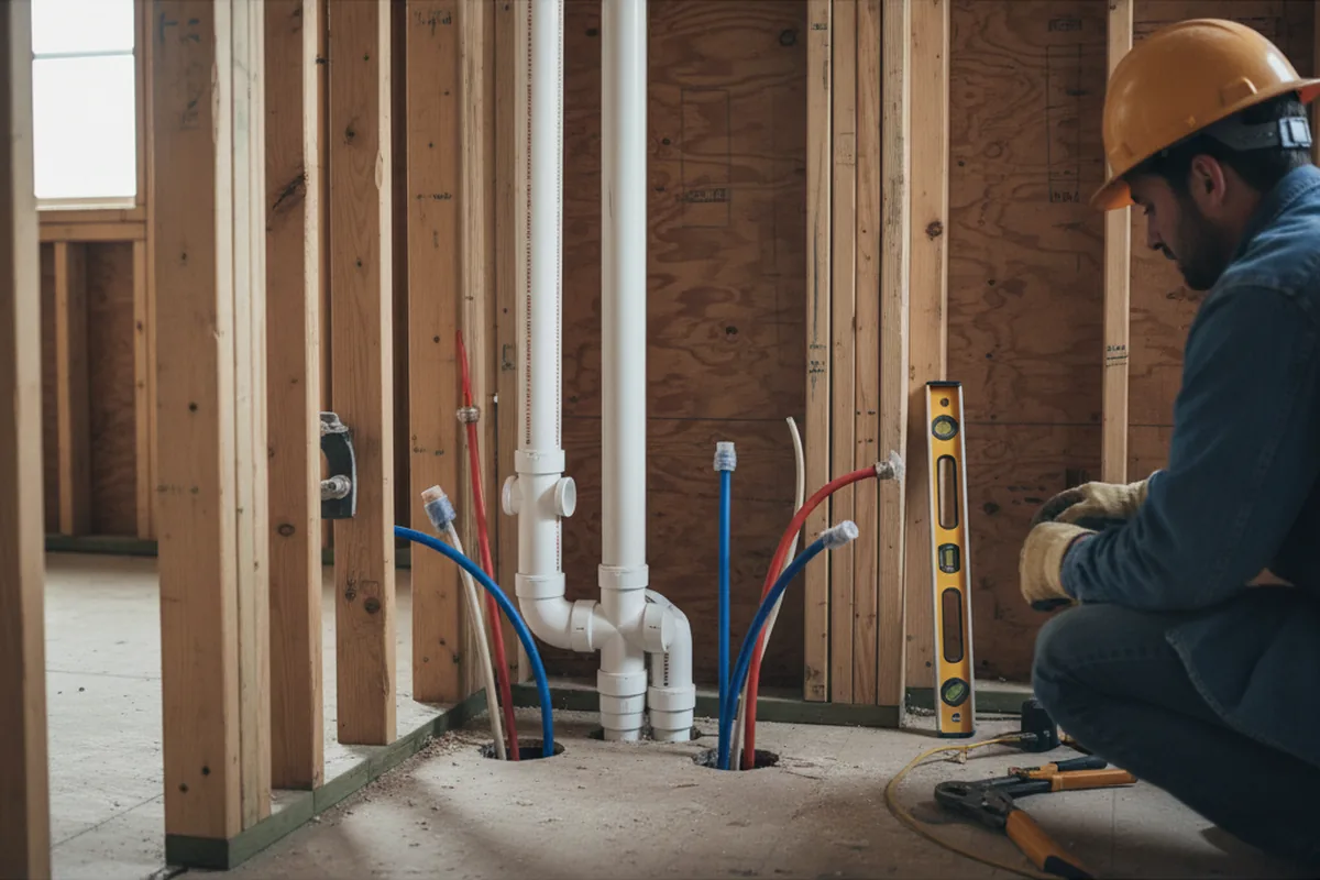 Drain and supply rough-in during Sump Pump Repair in Bristol
